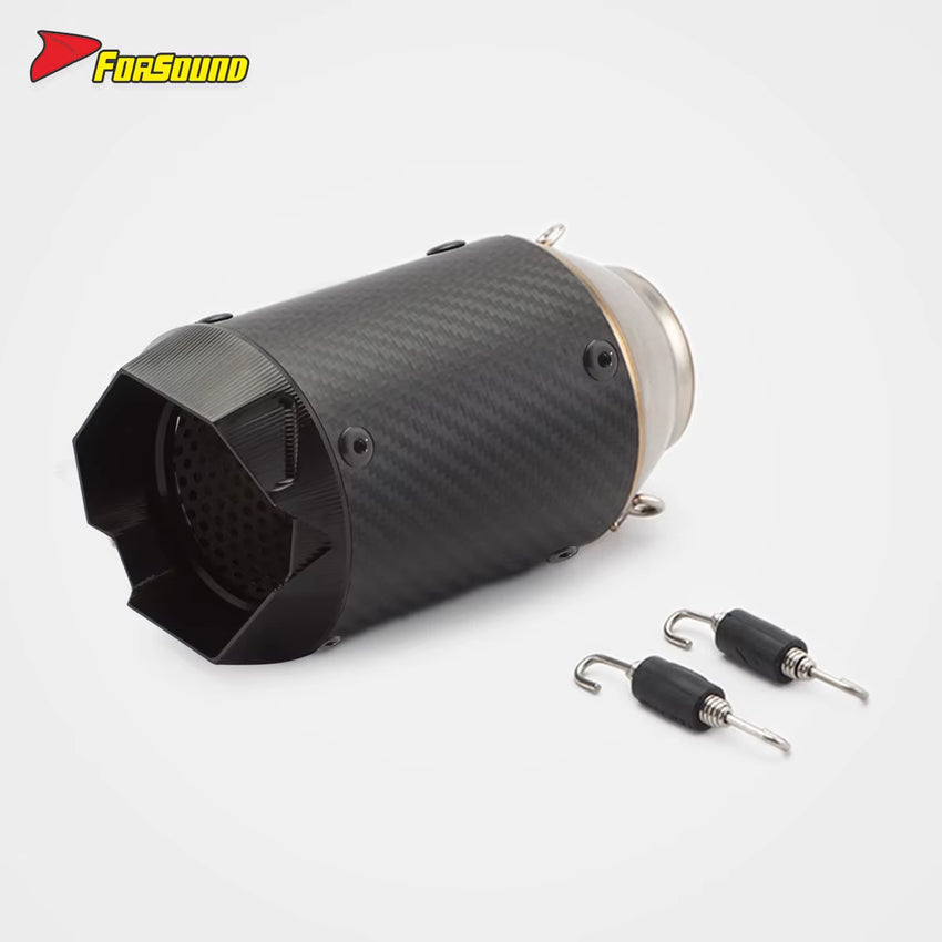 New RS Original 703RR Embossed Carbon Fiber Motorcycle Exhaust Pipe Universal Fit Retrofit/Upgrade Black Mouth 675NK 51Mm