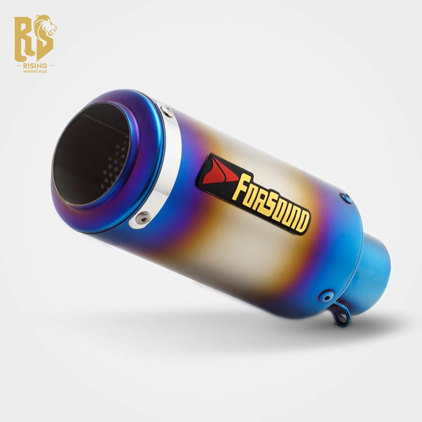 RS Motorcycle 51Mm Universal Exhaust Pipe for Kawasaki Z400 R6 R1 R25 Modified Carbon Fiber round Mouth Strip Tail Section