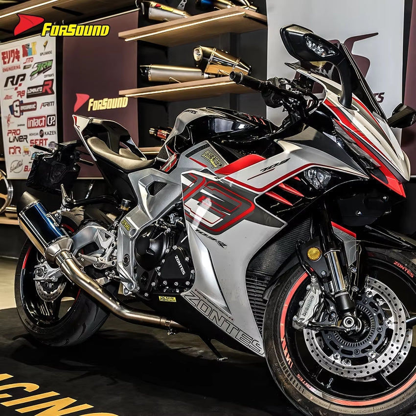 For ZONTES 703RR Fit 2023-2025 Full Straight Exhaust System Assembly High-Temperature Resistant Material Zontes 703Rr Exhaust