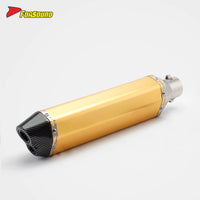 RS Original Modified Universal Stainless Steel New Exhaust Pipe Gold Body Lengthened Hexagonal Double Hole Tail Section 51Mm