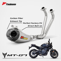 ท่อคอท่อไอเสีย Yamaha MT07 ขนาด 51 มม. / ท่อไอเสีย Yamaha MT09 ทั้งระบบ ปี 2013-2025 คาร์บอน SS รถจักรยานยนต์ ODM&OEM กำหนดเอง TI