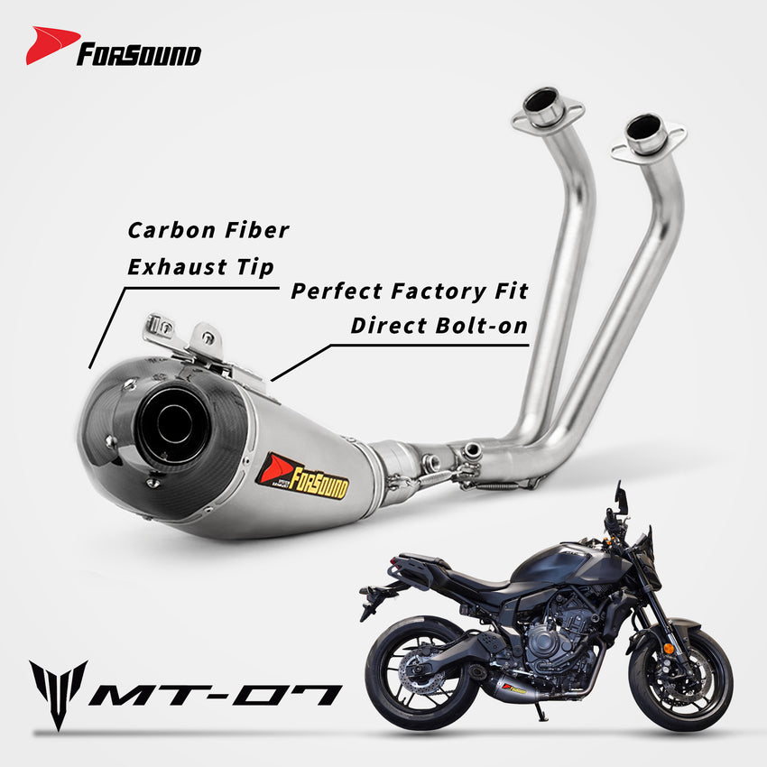 ท่อคอท่อไอเสีย Yamaha MT07 ขนาด 51 มม. / ท่อไอเสีย Yamaha MT09 ทั้งระบบ ปี 2013-2025 คาร์บอน SS รถจักรยานยนต์ ODM&OEM กำหนดเอง TI
