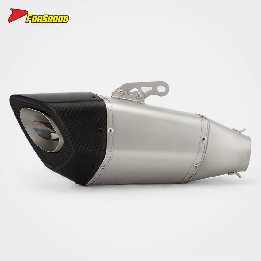 RS Universal Motorcycle Exhaust Muffler Carbon Tip 60Mm Caliber New Stainless Steel Modified Muffler for GSXR150 Z900 Z750 XJ6