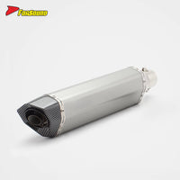 RS Original Modified Stainless Steel Exhaust Pipe Universal Silver Body with Lengthened Hexagonal round Hole Tail Section 51Mm