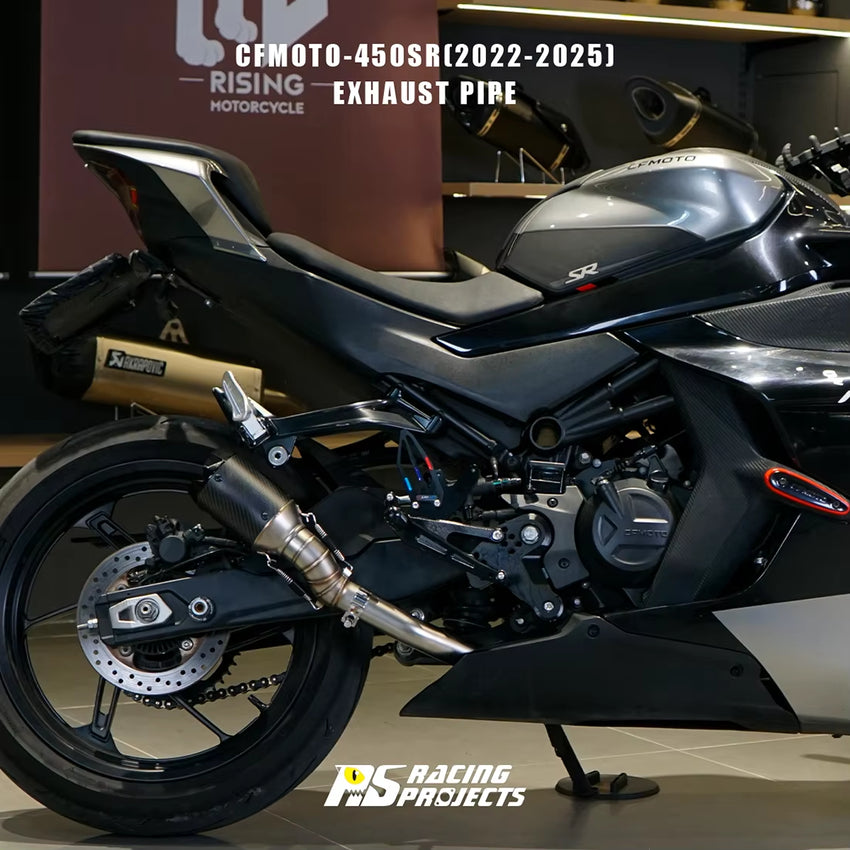 Forsound New Street Riding Stainless Steel AR Style Embossed Carbon Fiber Mid-Tail Exhaust Pipe for 450Sr 2022-2025 OEM
