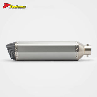 New RS Original Modified Stainless Steel Exhaust Muffler Pipe Replacement Universal Silver Body 51Mm Lengthened Hexagonal Double