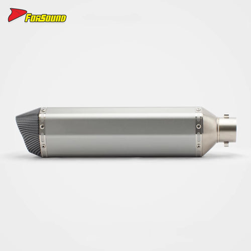 New RS Original Modified Stainless Steel Exhaust Muffler Pipe Replacement Universal Silver Body 51Mm Lengthened Hexagonal Double