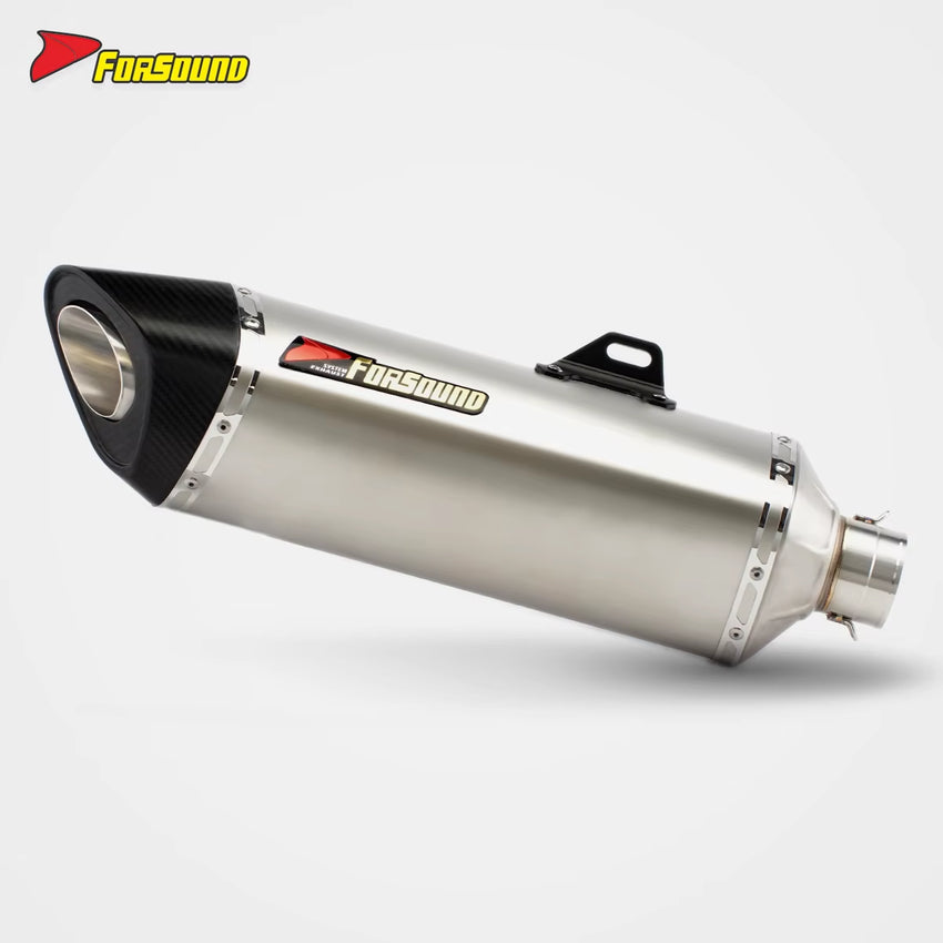 Forsound/Sound Black Carbon Fiber 60Mm R11-7 Long End Can Exhaust Pipe Universal Motorcycle New Condition