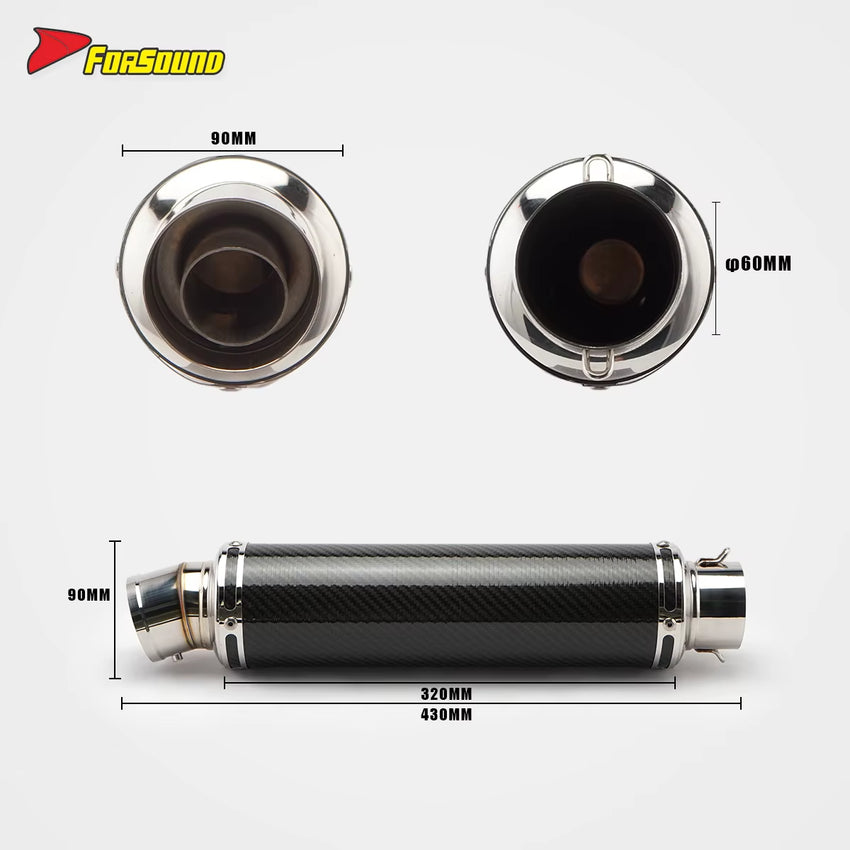 Stainless Steel Carbon Fiber 60Mm Long Blue End Can Yoshimura Exhaust Pipe Universal Motorcycle Pipe Escapes Yoshimura Carbono
