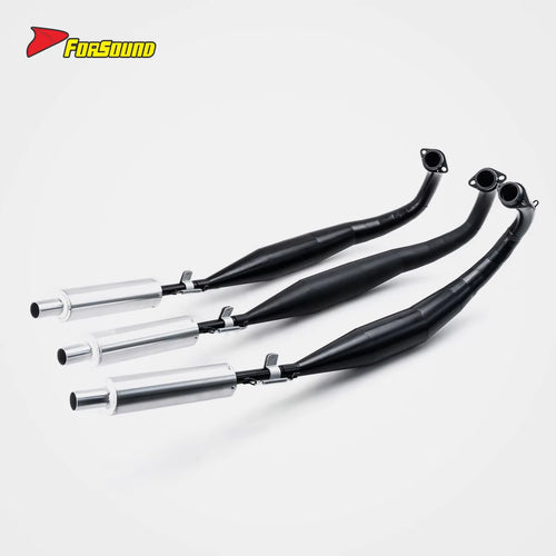 New FORSOUND KAWASAKI KH250 Retro Motorcycle 3-Into-3 Cast Iron Exhaust System Replacement High Temp Corrosion Resistance Full