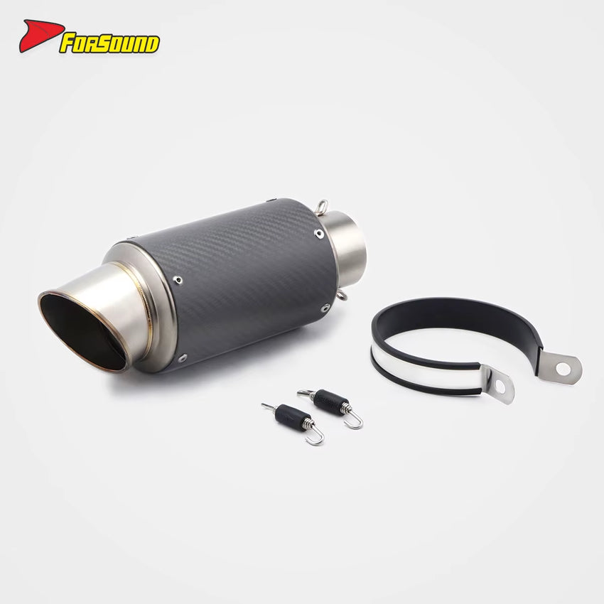New Universal FORSOUND 51Mm Diameter Big-Cut Tip Carbon Fiber Slip-On Exhaust Stainless Steel Inner Tube High-Flow Exhaust Pipe