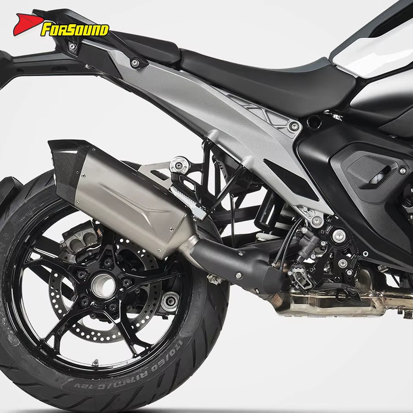 For BMW R1300GS Fit 2023-2025 60Mm Silvery White Matte Titanium Alloy Motorcycle Mid-Tail Integrated Exhaust Pipe1300Cc ADV OEM