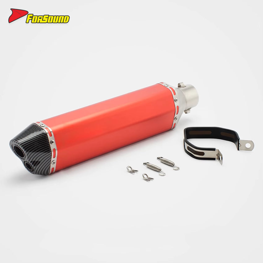 Forsound RS Original Modified Stainless Steel Motorcycle Exhaust System Muffler Universal Red 51Mm Hexagonal Double Hole New
