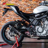 New FORSOUND 675SR Carbon Fiber Stainless Steel Double-Hole Full Exhaust System Deep Triple-Cylinder Sound Sportbike Racing Fit