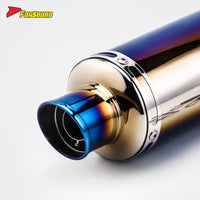 Stainless Steel Carbon Fiber 51Mm over Blue Retro Long End Can Exhaust Pipe for Universal Motorcycle