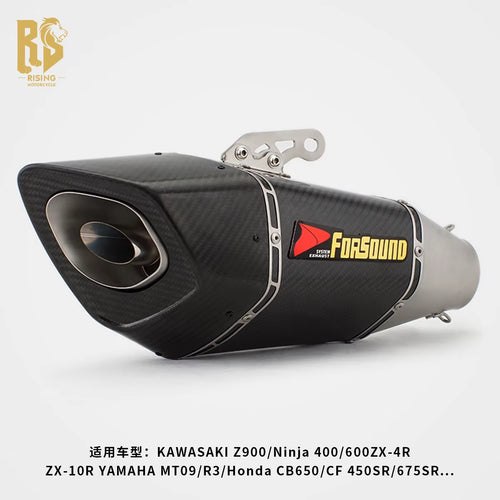 RS for Carbon Fiber Motorcycle Modified Exhaust Pipe Exhaust Pipe with Hanger for Master Z900 CF675SR 4R GSX Ninja400 Race 600