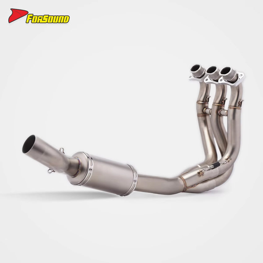 New FORSOUND Trident660 2020-2025 Blade Black Titanium Alloy Carbon Fiber Stainless Steel Exhaust Pipe Silver Rear Compatible