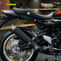 New Universal 60Mm Glossy Mid Slash Tail Pipe Matte Carbon Fiber Stainless Steel Right Side FORSOUND Exhaust Fit 125-800Cc Retro