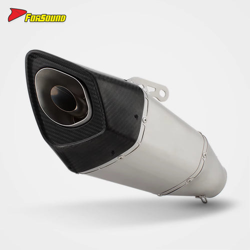 RS Universal Motorcycle Exhaust Muffler Carbon Tip 60Mm Caliber New Stainless Steel Modified Muffler for GSXR150 Z900 Z750 XJ6