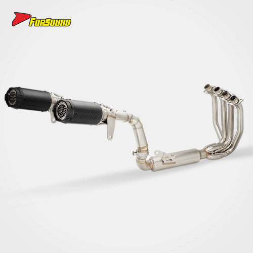 Full Exhaust for 500SR 2024-2025 VOOM Short Carbon Fiber Stainless Steel Honeycomb Tip Sportbike Inline-Four Motorcycle Track