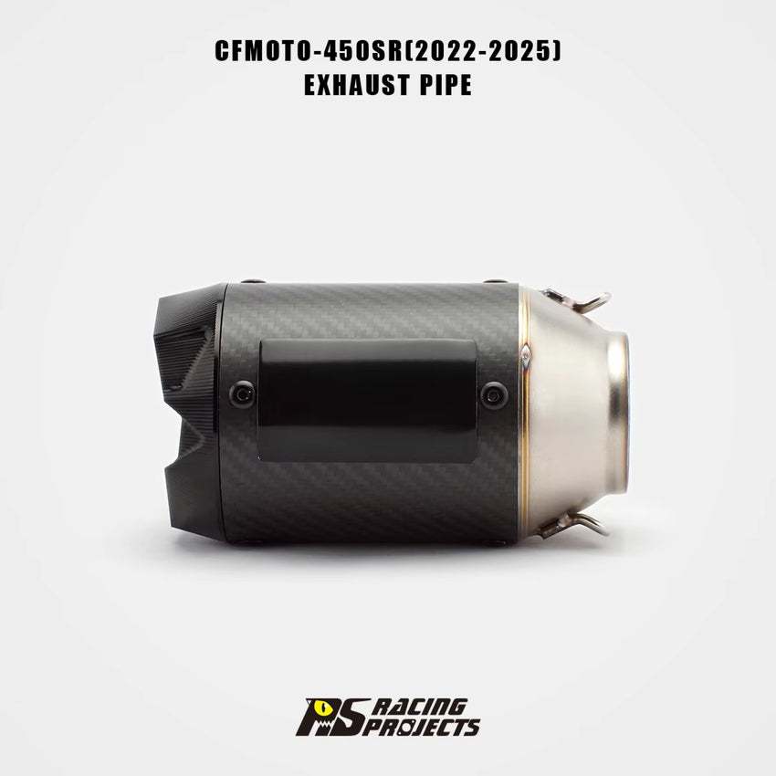 Stainless Steel Carbon Fiber AR Embossed Mid-Tail Integrated Exhaust Pipe for Motorcycle for CFMOTO 450SR/NK Retrofit/Upgrade