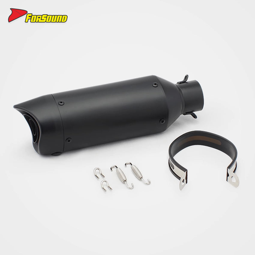 RS Original Universal Modified Exhaust Pipe for Motorcycle Stainless Steel Frosted Carbon Fiber Baked Blue Tail 51MM Caliber