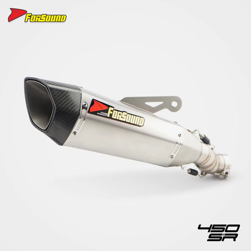 New FORSOUND Silver Stainless Steel TSS Frosted Mid-Tail Section Exhaust Pipe for 450SR/NK Motorcycle