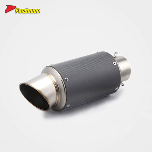 New Universal FORSOUND 51Mm Diameter Big-Cut Tip Carbon Fiber Slip-On Exhaust Stainless Steel Inner Tube High-Flow Exhaust Pipe