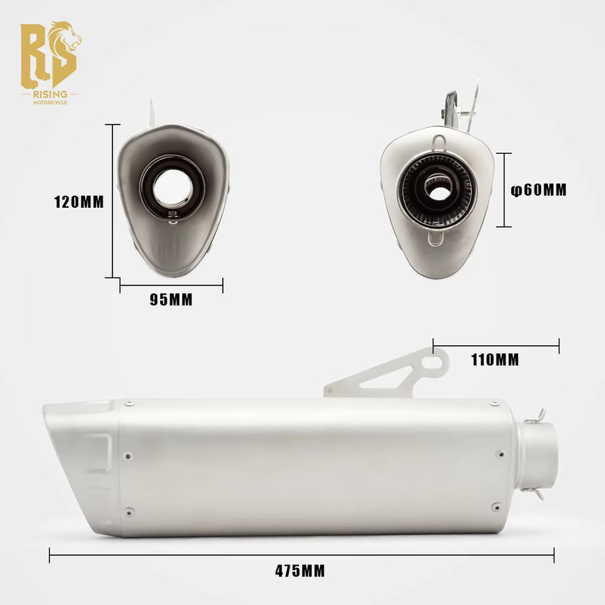 RS for Motorcycle Exhaust Pipe Tail Section Modified R1 Stainless Steel 51/60Mm Caliber Competitive Street Mountain Running New