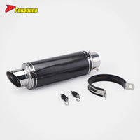 New Universal 60Mm Retro Mid Slash Cut Tip Glossy Carbon Fiber FORSOUND Exhaust Muffler Includes Muffler/Clamp Motorcycle