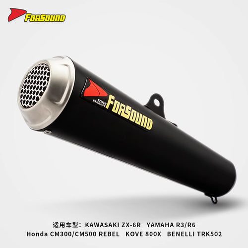 RS Original Universal Modified Motorcycle Exhaust Pipe Stainless Steel Black Body GP Honeycomb Net Tail Silencer 51Mm New