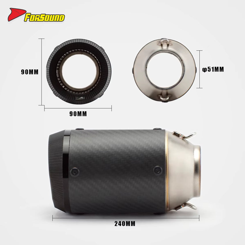 RS Original 51Mm Stainless Carbon Fiber Exhaust Pipe End Can Universal Multilateral Modified Style Black Mouth for Coke Can