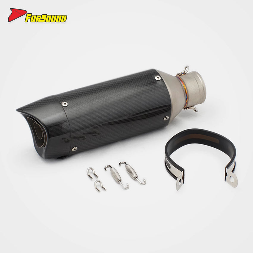 RS Original Universal Modified Exhaust Pipe for Motorcycle Stainless Steel Frosted Carbon Fiber Baked Blue Tail 51MM Caliber