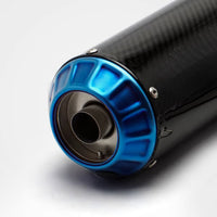 RS Original Universal Modified Motorcycle Exhaust Pipe Stainless Steel Carbon Fiber Blue Mouth Embossed Barrel Tail Section New