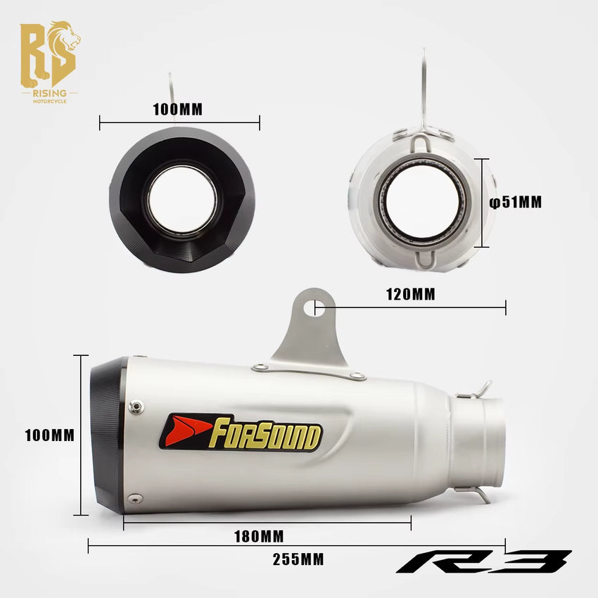 Stainless Steel 51Mm Exhaust Full Motorcycle Exhaust for Yamaha R3 Exhaust