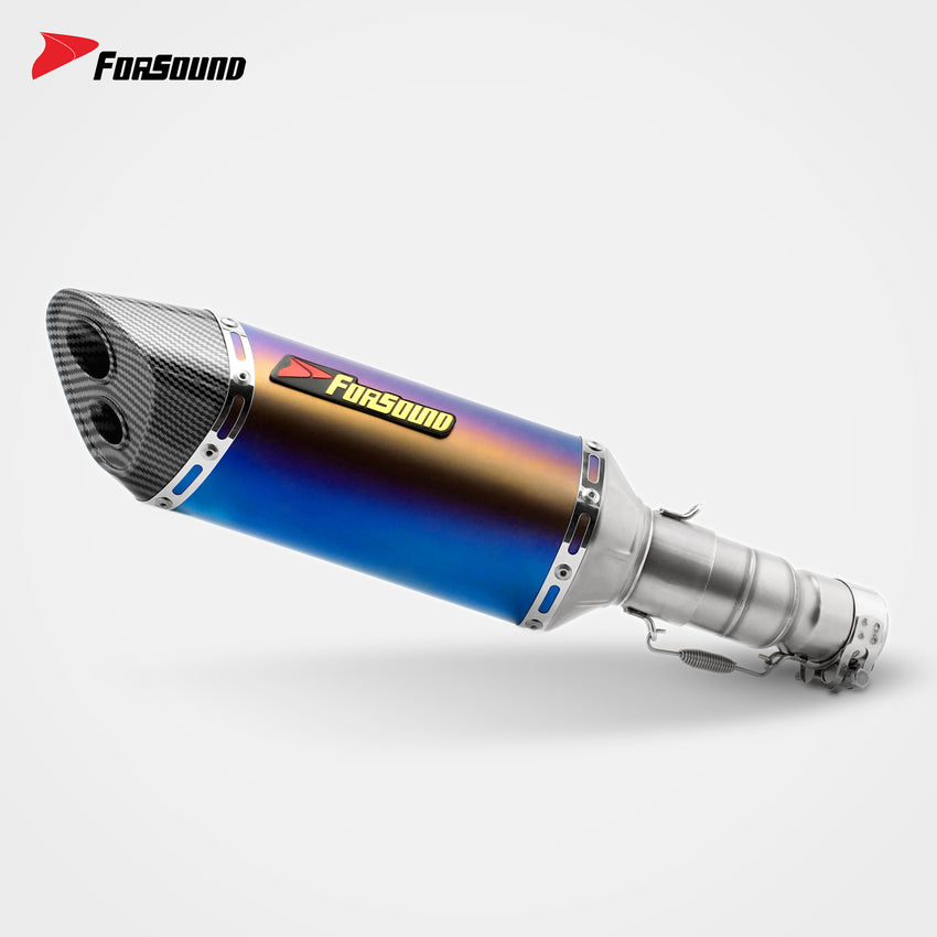 Forsound Factory Wholesale Price Motorcycle Exhaust Ninja 400 All Stainless Steel Carbon Fiber Double-hole Rectangular Muffler