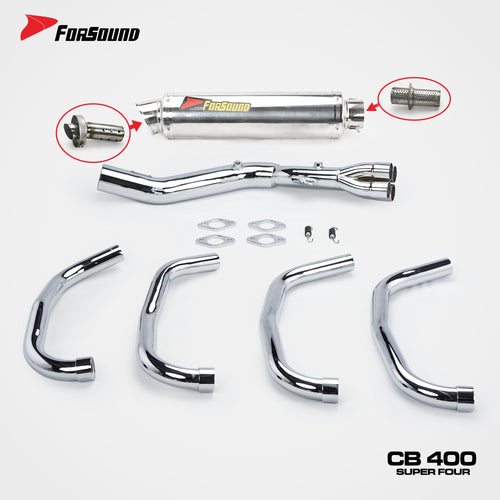 FOR Honda cb400sf Exhaust Extended Slant Hexagon round Hole Full Exhaust System Stainless Steel