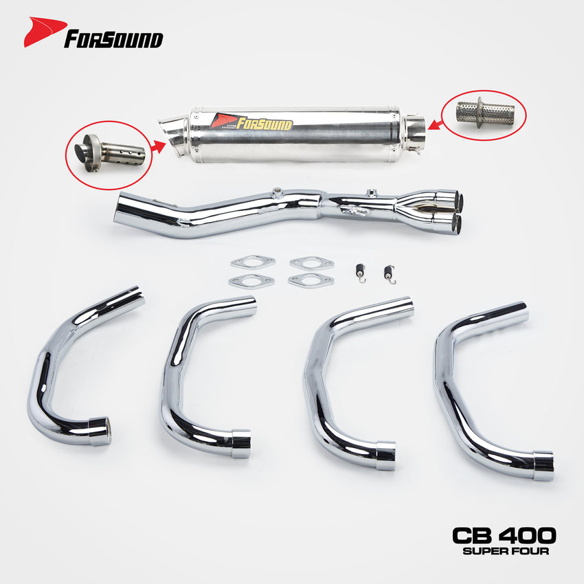 FOR Honda cb400sf Exhaust Extended Slant Hexagon round Hole Full Exhaust System Stainless Steel