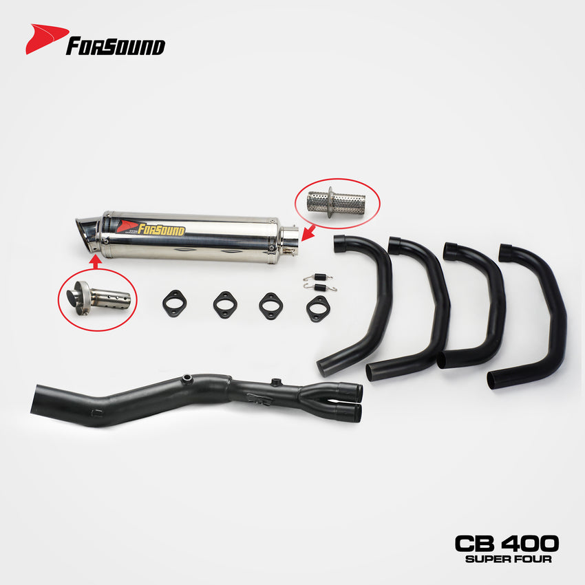 FOR Honda cb400sf Exhaust Extended Slant Hexagon round Hole Full Exhaust System Stainless Steel