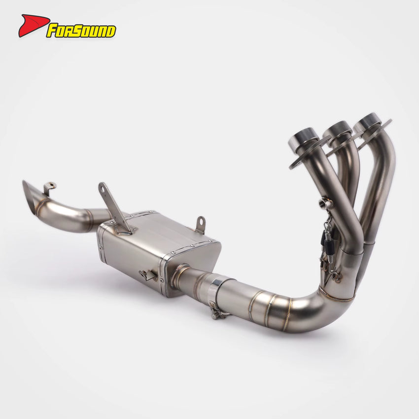 New Zontes 703Rr Exhaust Valved Silver Stainless Steel Under-Mount Full Exhaust System Oem-Style Straight-Through Street Riding