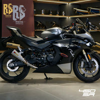 For for Forsound Silver Stainless Steel Mid-Tail Full-System Exhaust Includes Tip/Muffler for 2022+ Replacement Motorcycle