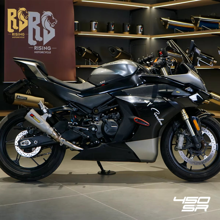For for Forsound Silver Stainless Steel Mid-Tail Full-System Exhaust Includes Tip/Muffler for 2022+ Replacement Motorcycle