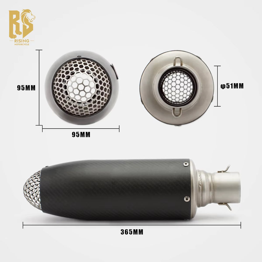 Stainless Steel Carbon Fiber 51Mm Exhaust End Can for Universal Motorcycle 51Mm Pipe