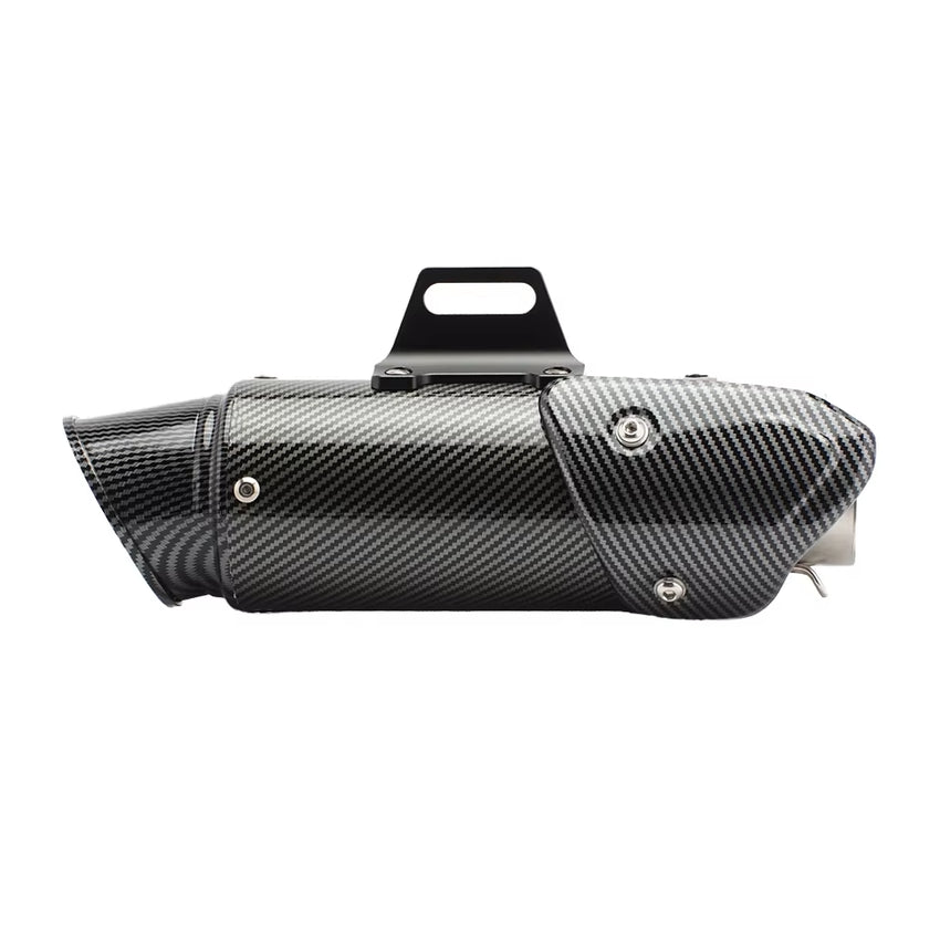 RS Original Black Carbon Fiber Stainless Steel Muffler Exhaust Pipe Universal New Placement Retrofit Upgrade Motorcycles