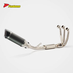 ระบบท่อไอเสียแบบเต็มรูปแบบ FORSOUND 675SR คาร์บอนไฟเบอร์ สเตนเลสสตีล สไตล์ LV พื้นผิวแบบด้าน ทนความร้อนสูง สำหรับรถแข่งสปอร์ตไบค์รุ่นใหม่