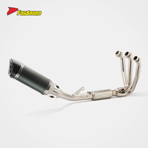 New FORSOUND 675SR Carbon Fiber Stainless Steel Full Exhaust System LV Style Matte Texture High-Temp Resistant Sportbike Racing