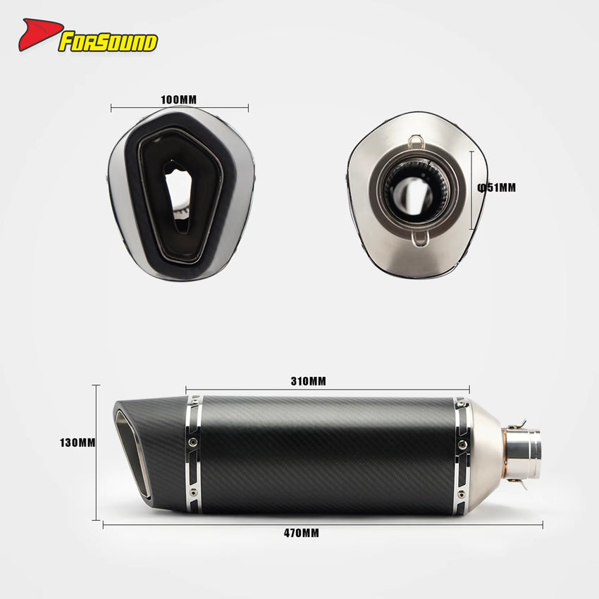 Motorcycle Front Mid Section Exhaust Pipe Stainless Steel Carbon Fiber Tip Full Motorcycle Exhaust System for Yamaha R3 Exhaust