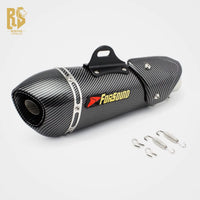 RS Original Universal Modified Motorcycle Exhaust Pipe Stainless Steel Frosted Carbon Fiber Baked Blue Small Inclined