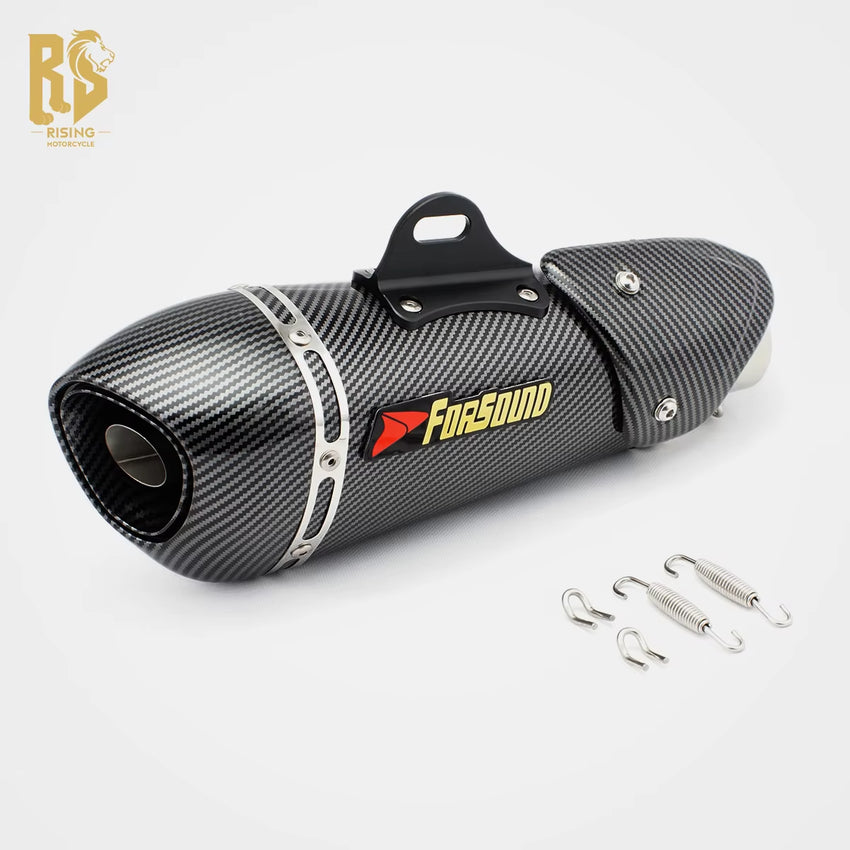 RS Original Universal Modified Motorcycle Exhaust Pipe Stainless Steel Frosted Carbon Fiber Baked Blue Small Inclined