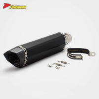 RS Original Modified Stainless Steel Exhaust Pipe Universal Black Body Lengthened with Hexagonal round Hole Tail Section 51Mm
